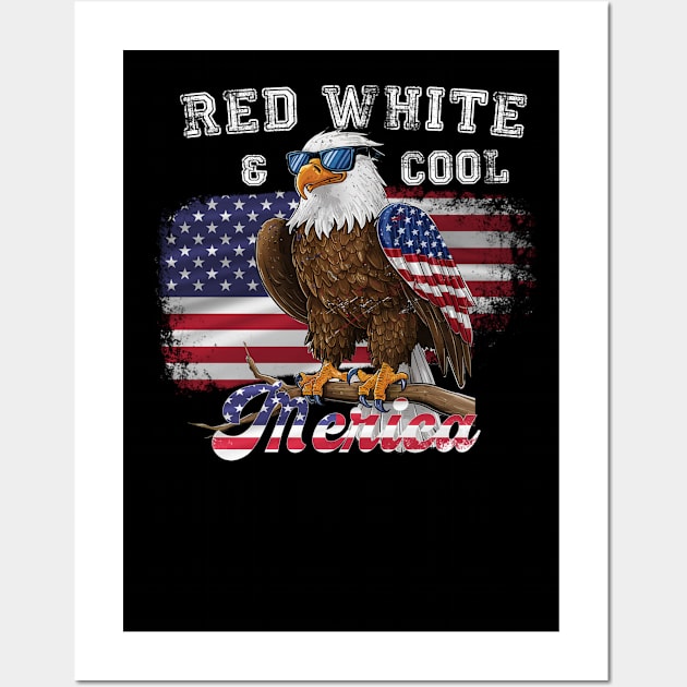 Usa  Merica Eagle Red White  and Cool vintage Wall Art by CoolFuture